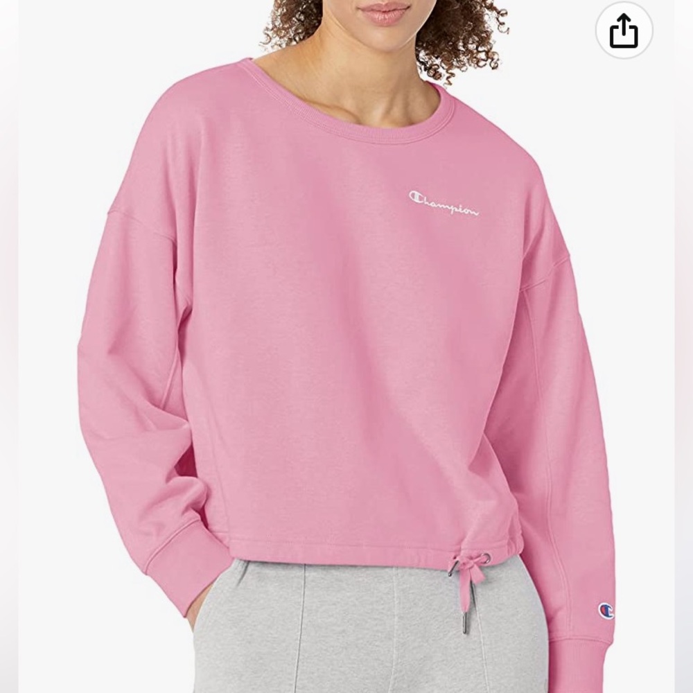 Champion Beloved Orchid Campus French Terry Cropped Crew Size S NWT